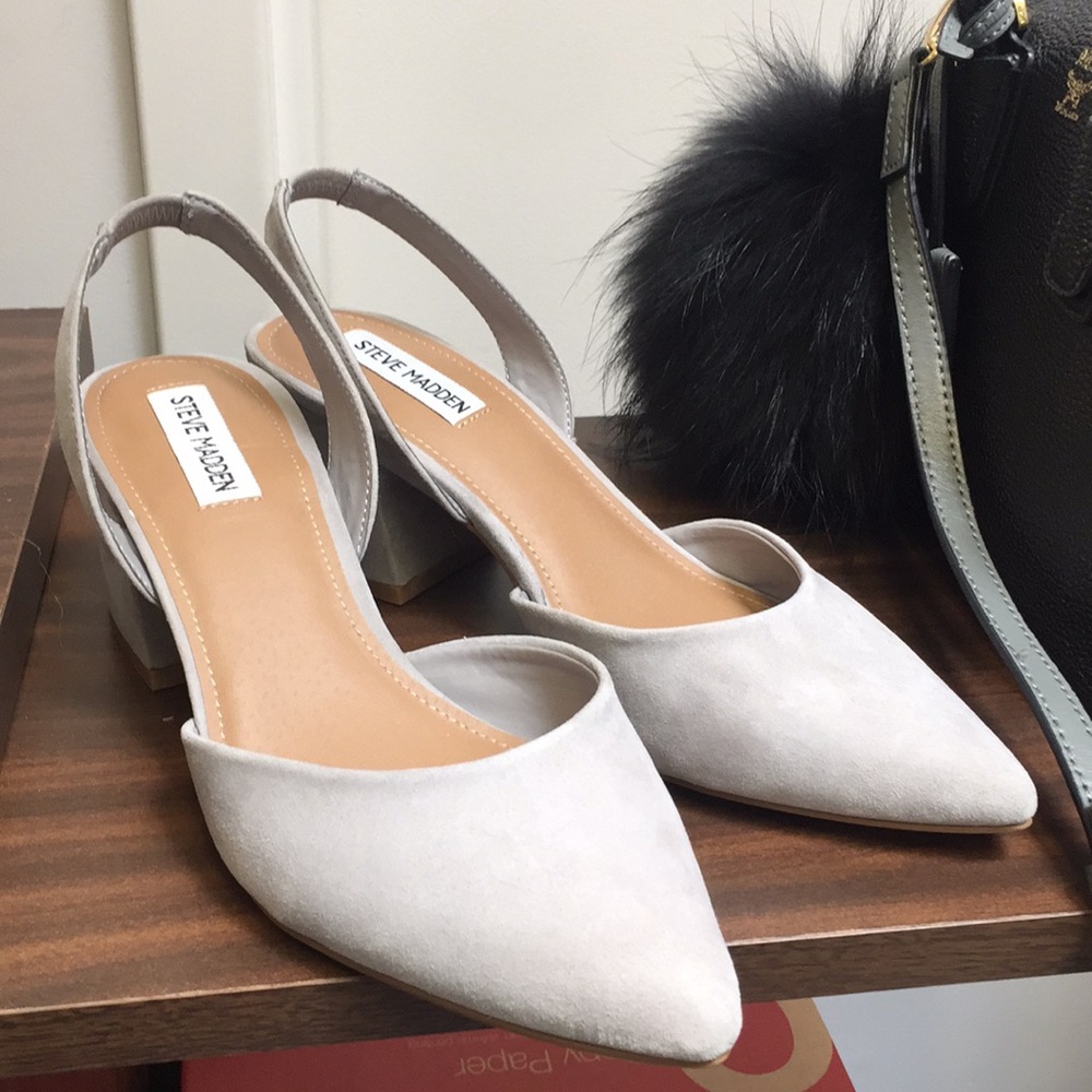 Steve Madden Grey Suede Leather Slingback Heels